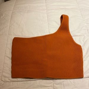 Orange one shoulder cropped top